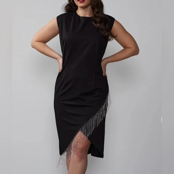NY & Co Plus Metallic Fringe Bodycon Dress XXL NY & Co Plus Metallic Fringe Bodycon Dress XXL